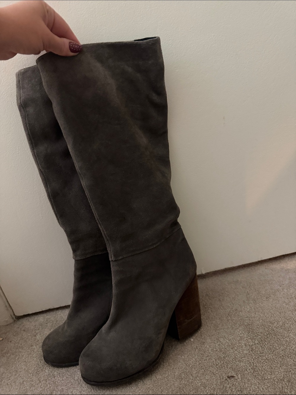 Jeffrey Campbell Over-the-Knee Suede Boots in Dark Gray